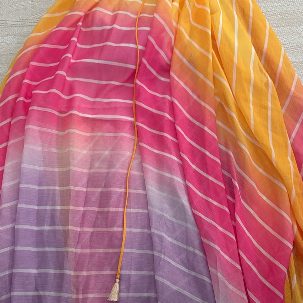 Main Strip Ombre Halter Maxi Dress in Yellow, Pink & Purple - Picture 3 of 3
